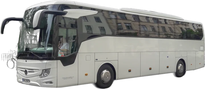 White Mercedes-Benz Tourismo Gran Turismo coach