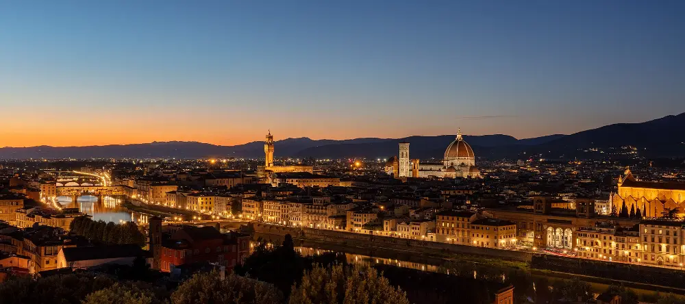 Florence at dusk with the Duomo
